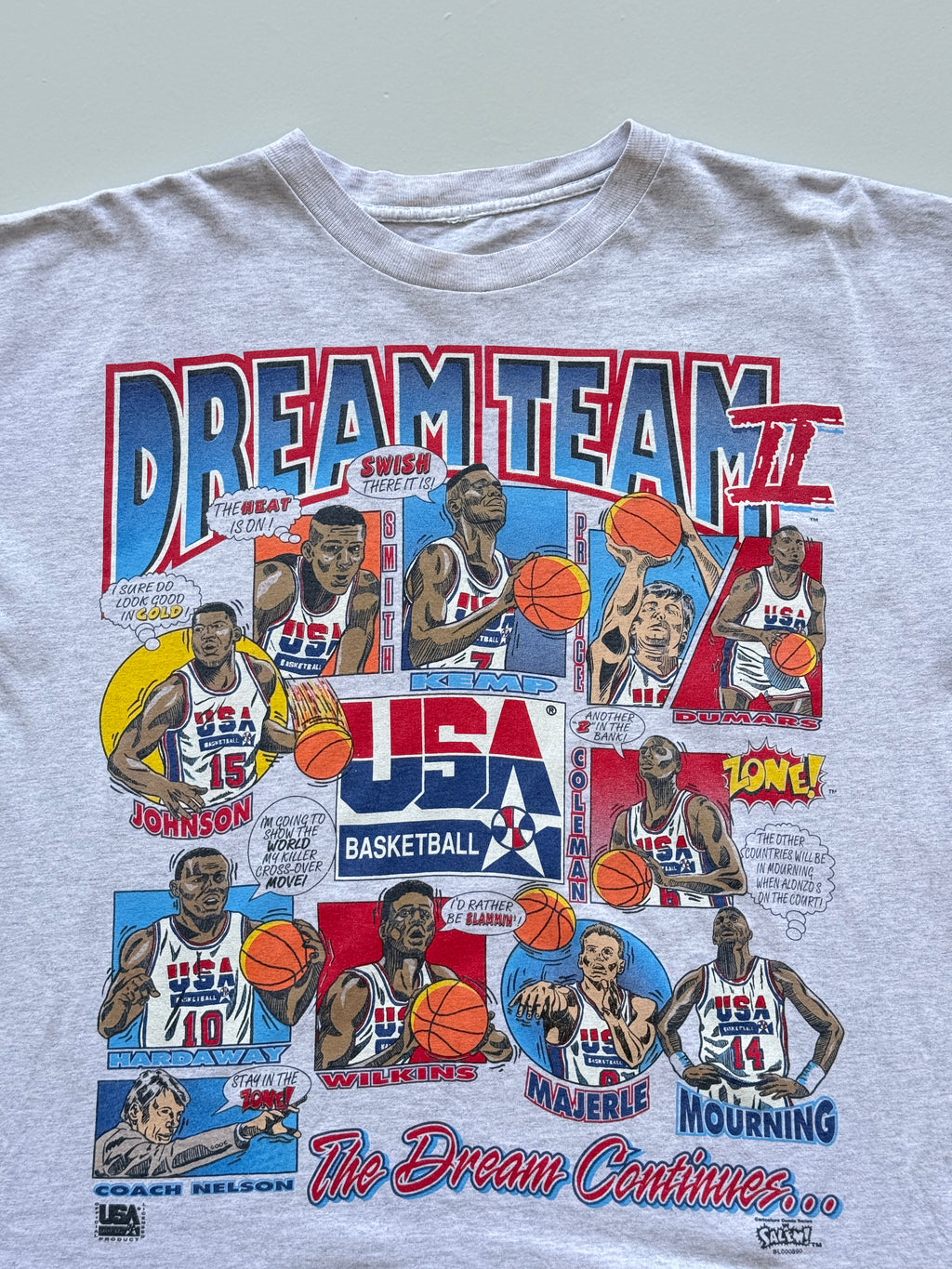 Grey Dream Team USA Basketball 90's Vintage Single Stitch T-Shirt - Cropped XL