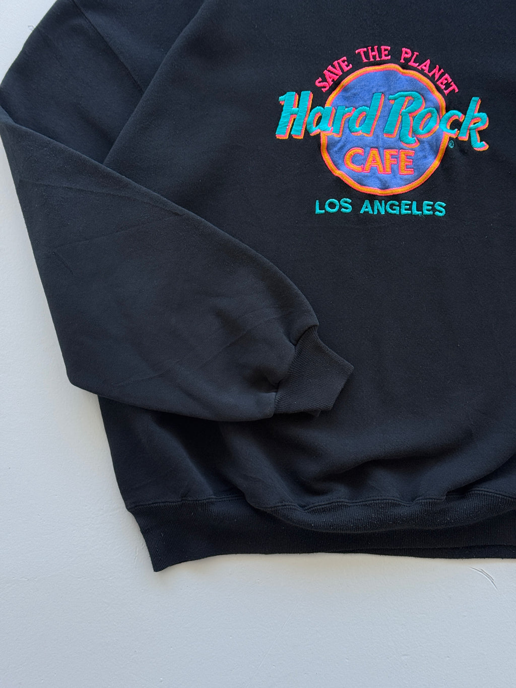 Black Hard Rock Cafe Los Angles 90's Vintage Graphic Sweatshirt Jumper - Large