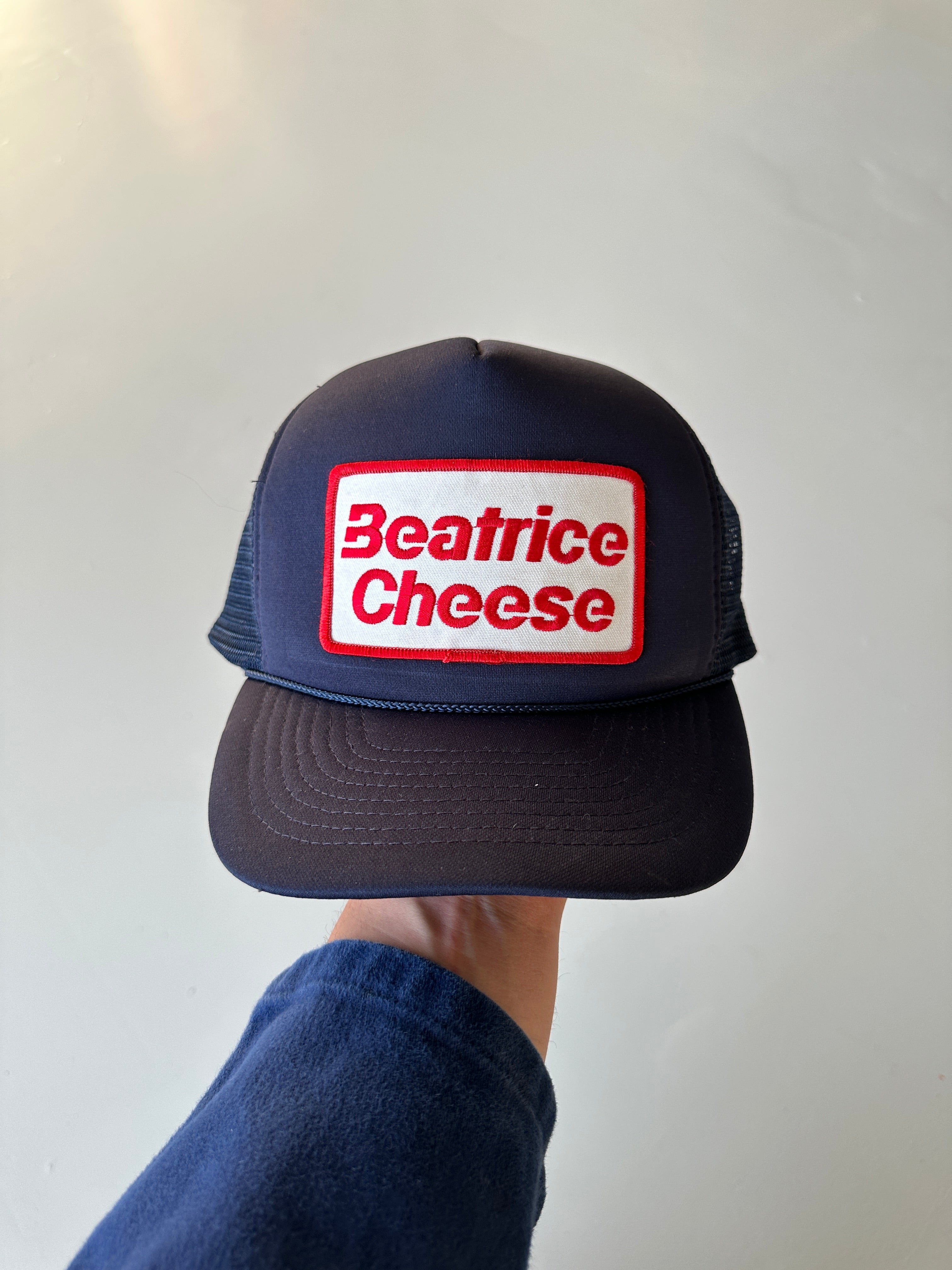 Navy Beatrice Cheese Vintage Foam & Mesh SnapBack Trucker Cap