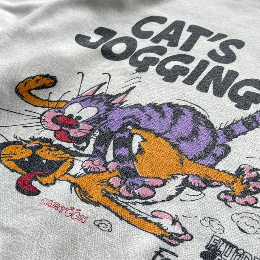 White Cats Jogging 90’s Vintage Cartoon Sweatshirt - Small