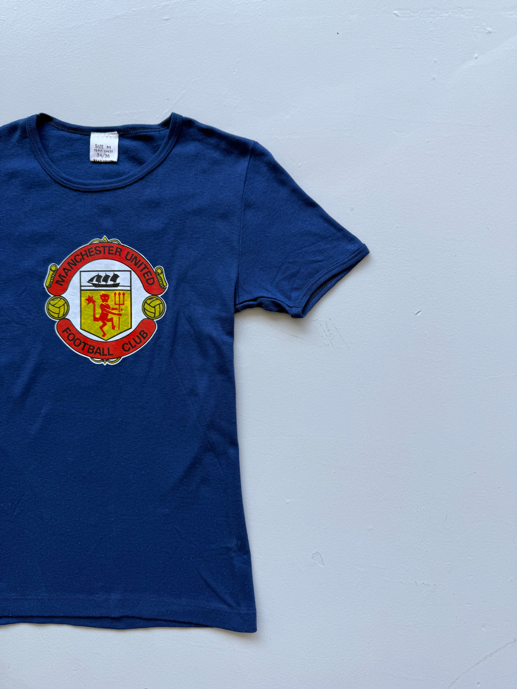 Navy Manchester United Football Club 80's Vintage Graphic T-Shirt - XS