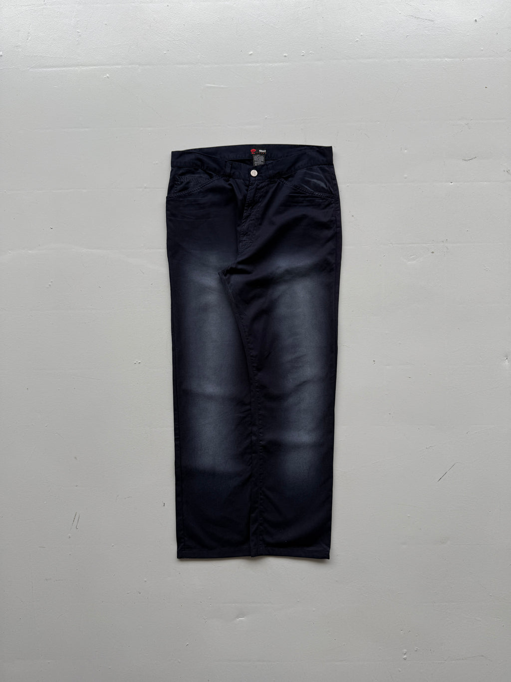 Navy Blue Versace Y2K Vintage Low Rise Faded Trousers - UK 14