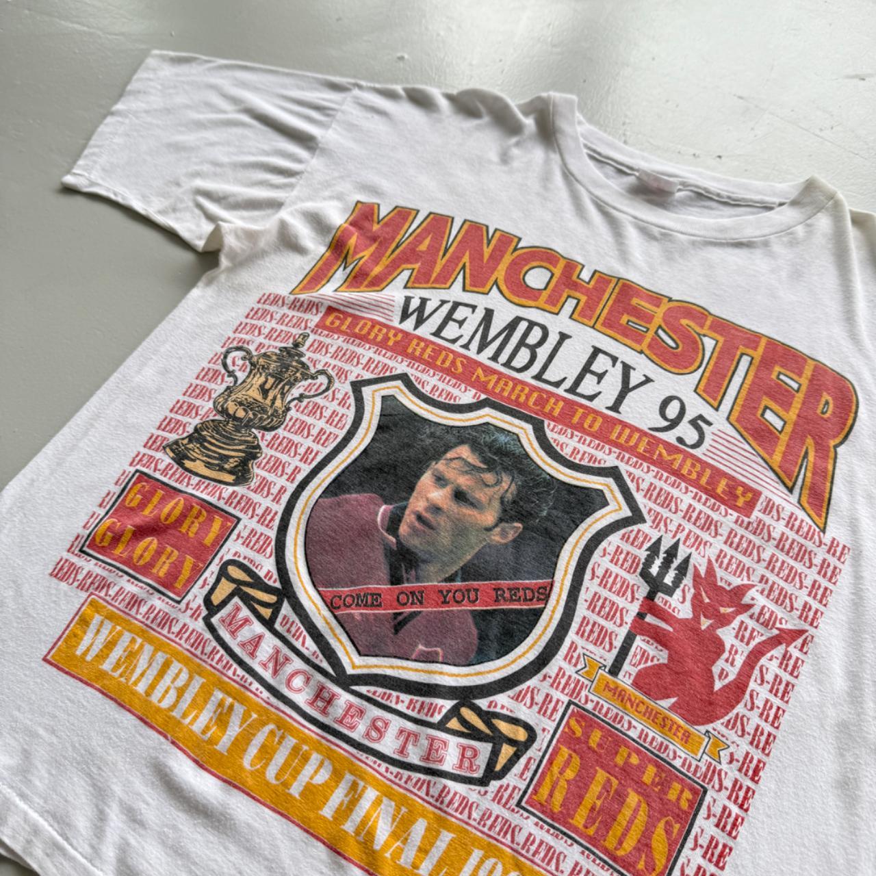 White Manchester United 90s Vintage FA Cup Champions T-Shirt - Large