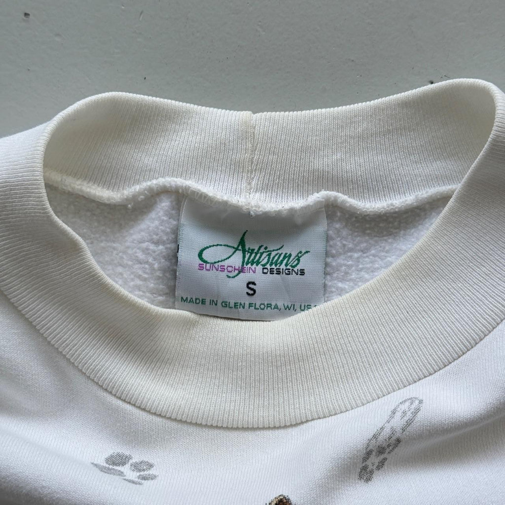 White Cartoon Animal's 90’s Vintage Graphic Sweatshirt - Size 8