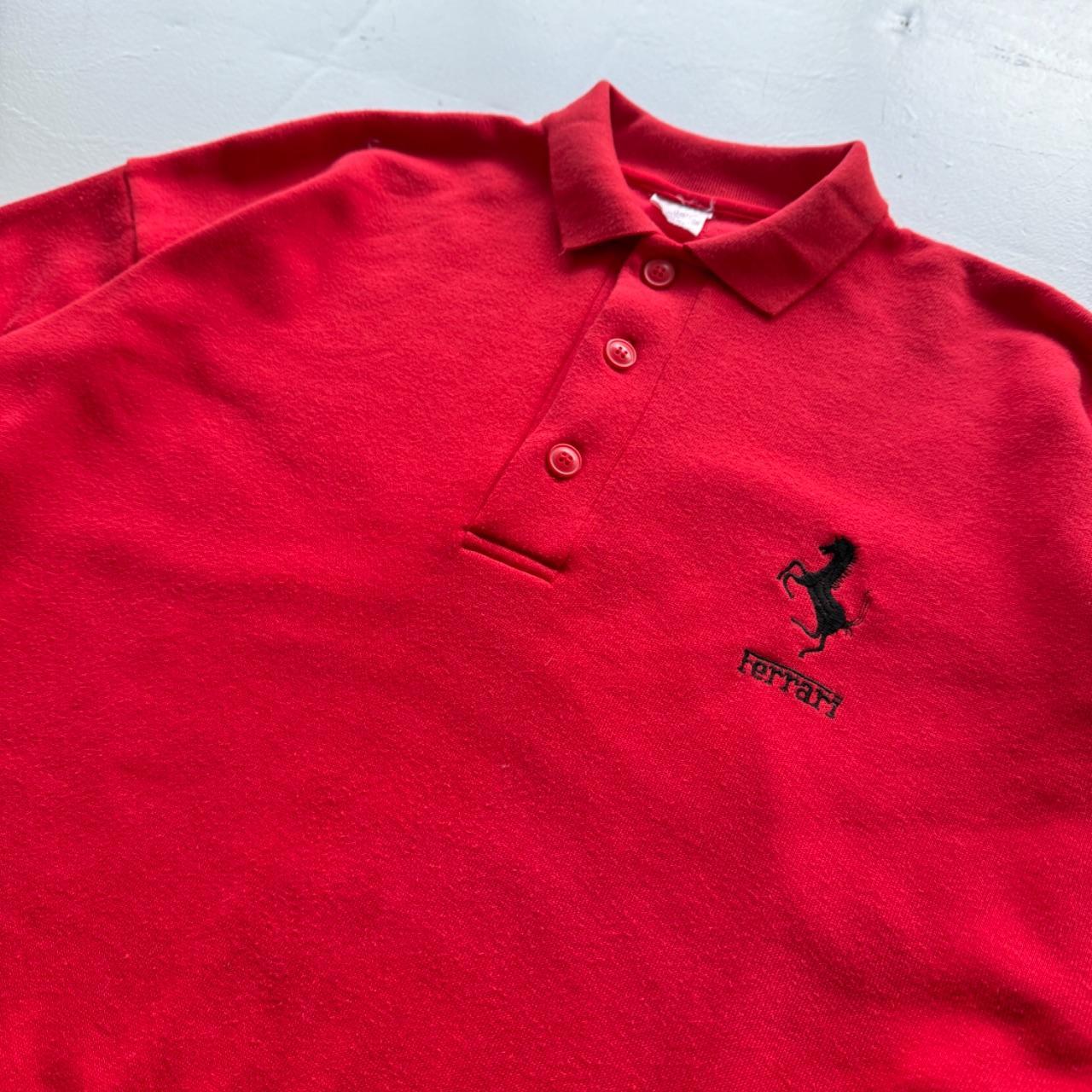 Red Ferrari 90s Vintage Logo Polo Sweatshirt - XL