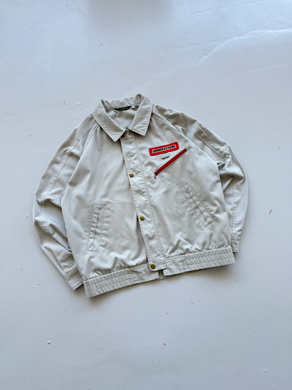 Grey Japanese Workwear 90's Vintage Bridgestone Mechanics Jacket - Medium
