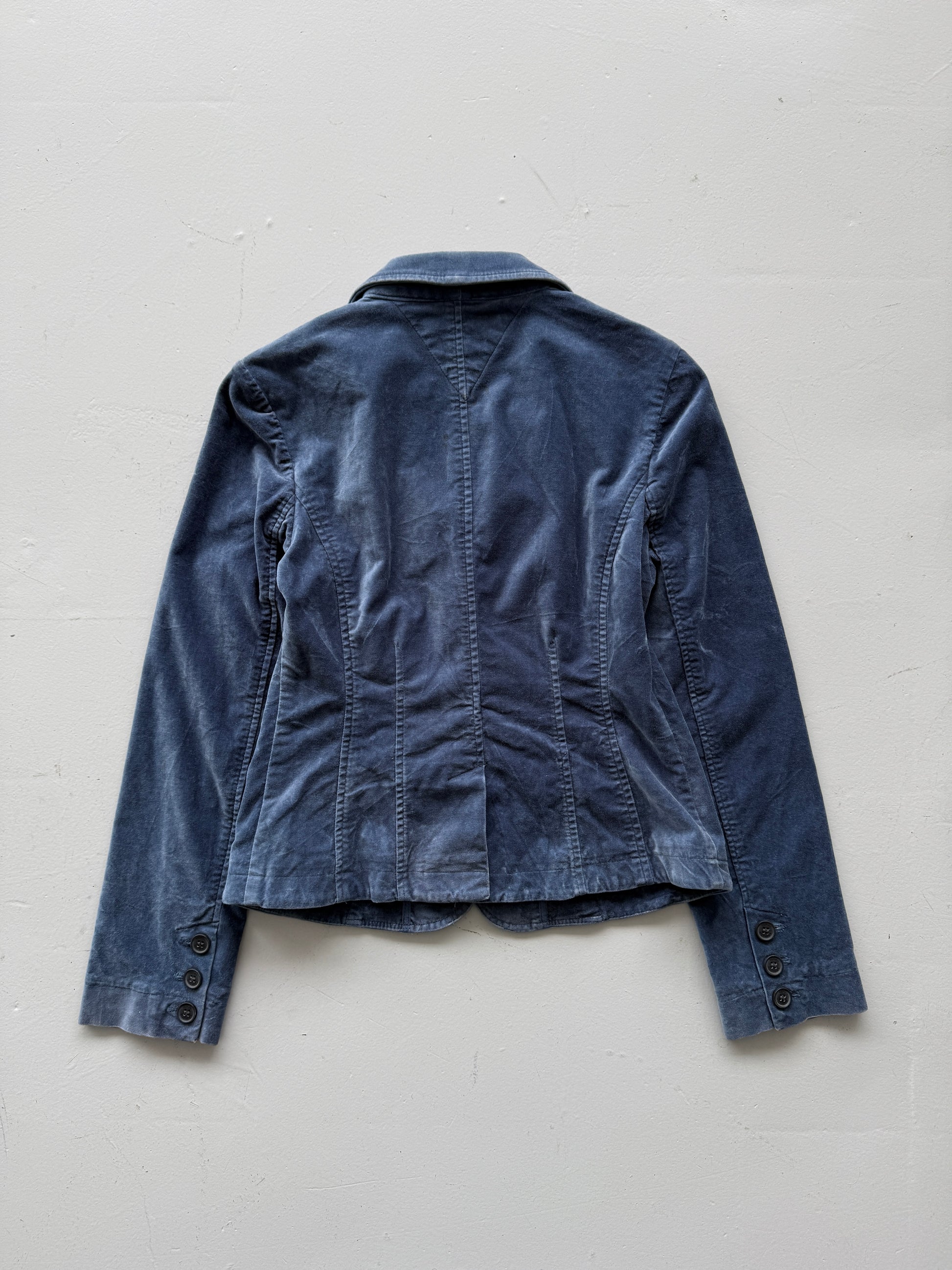 Blue Tommy Hilfiger 00's Vintage Y2K Velour Suit Jacket- XS