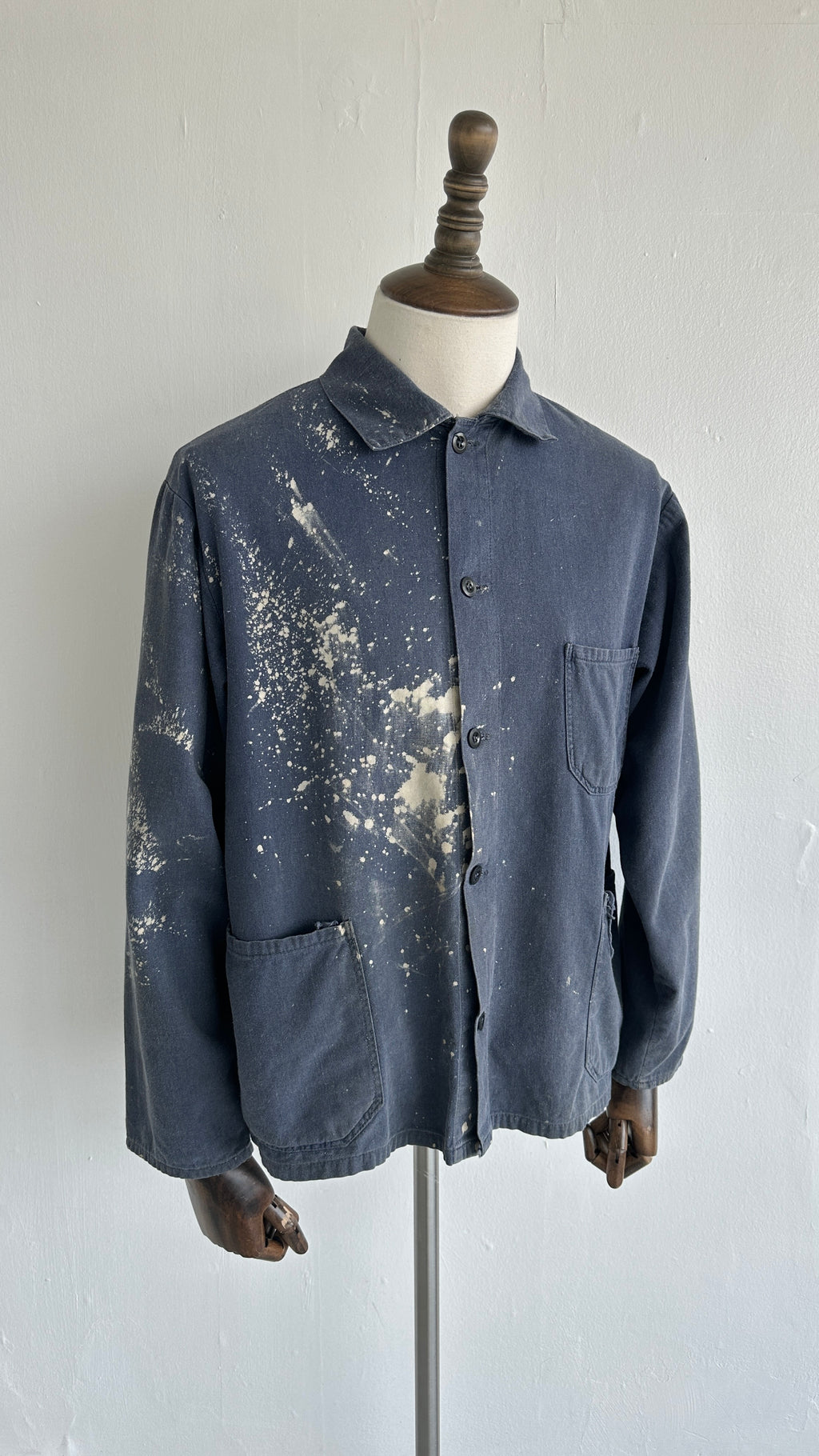 Thrashed Blue French Vintage Workwear Chore Jacket CH362 - Medium