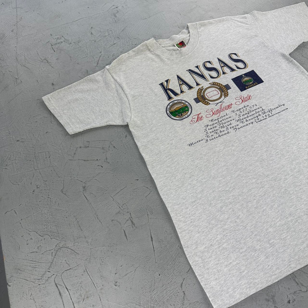 KANSAS Vintage 90s Grey Tourist T-shirt - Medium