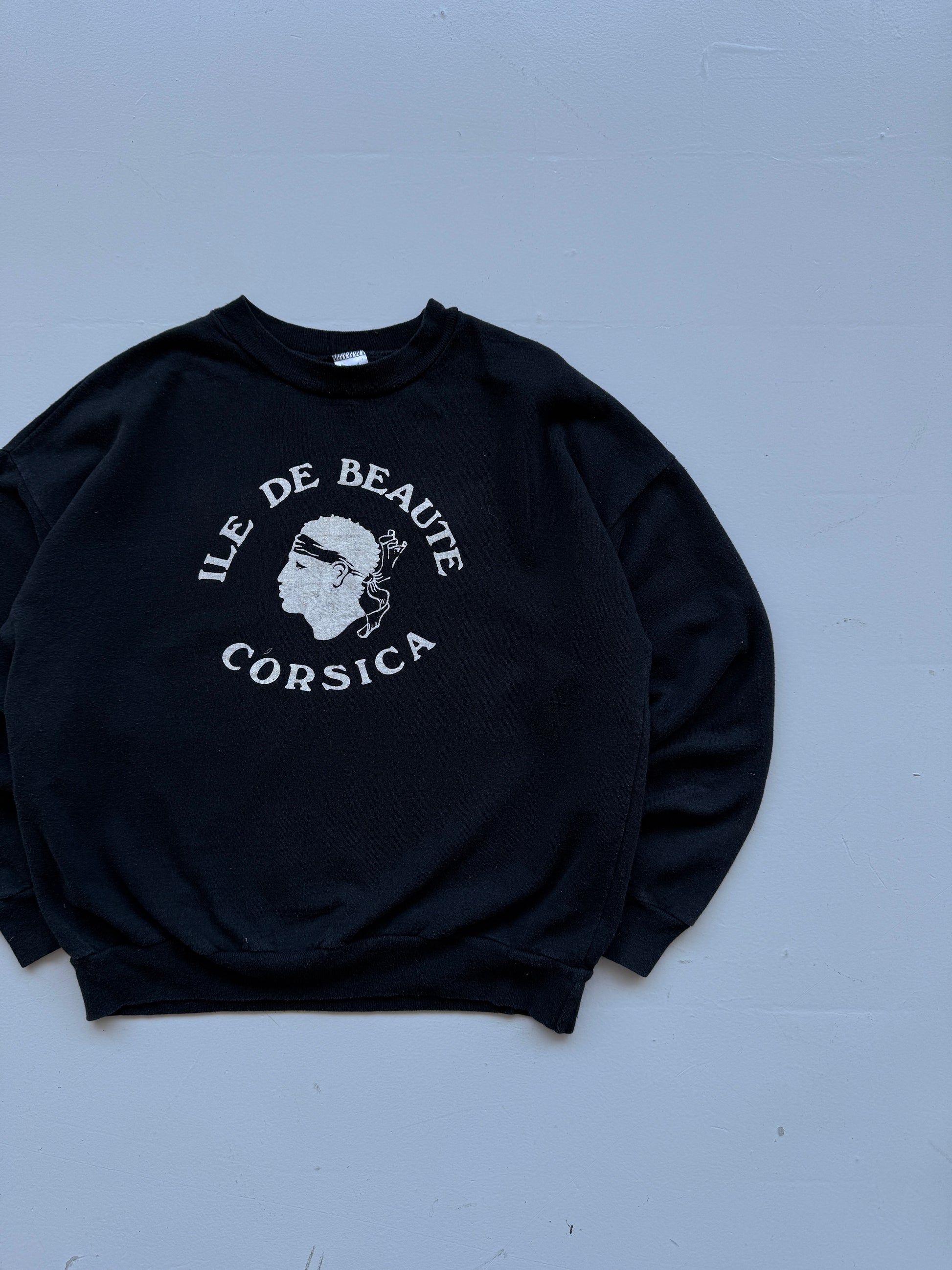Black Corsica 90's Vintage Graphic Sweatshirt Jumper - Small