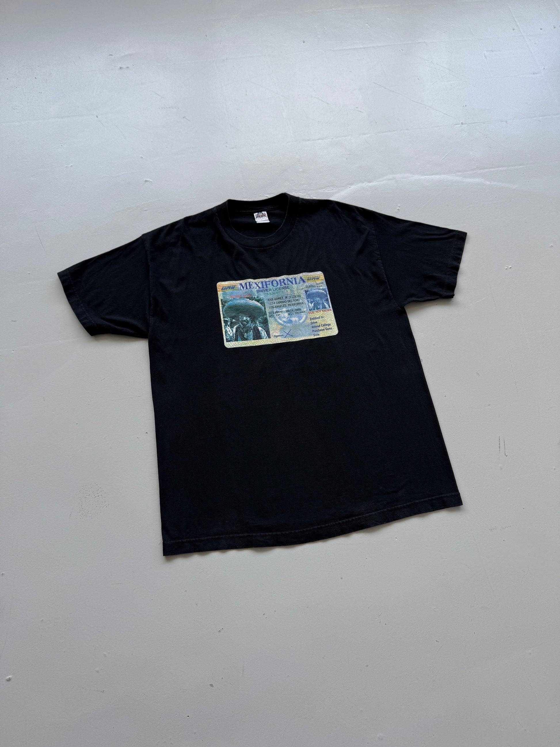 Black Mexifornia 00's Vintage Humour Satire Graphic T-Shirt - XL