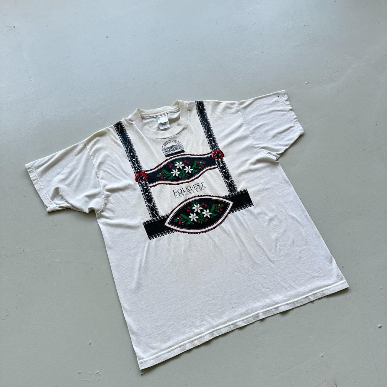 White Folkfest Vintage 90's T-shirt - XL