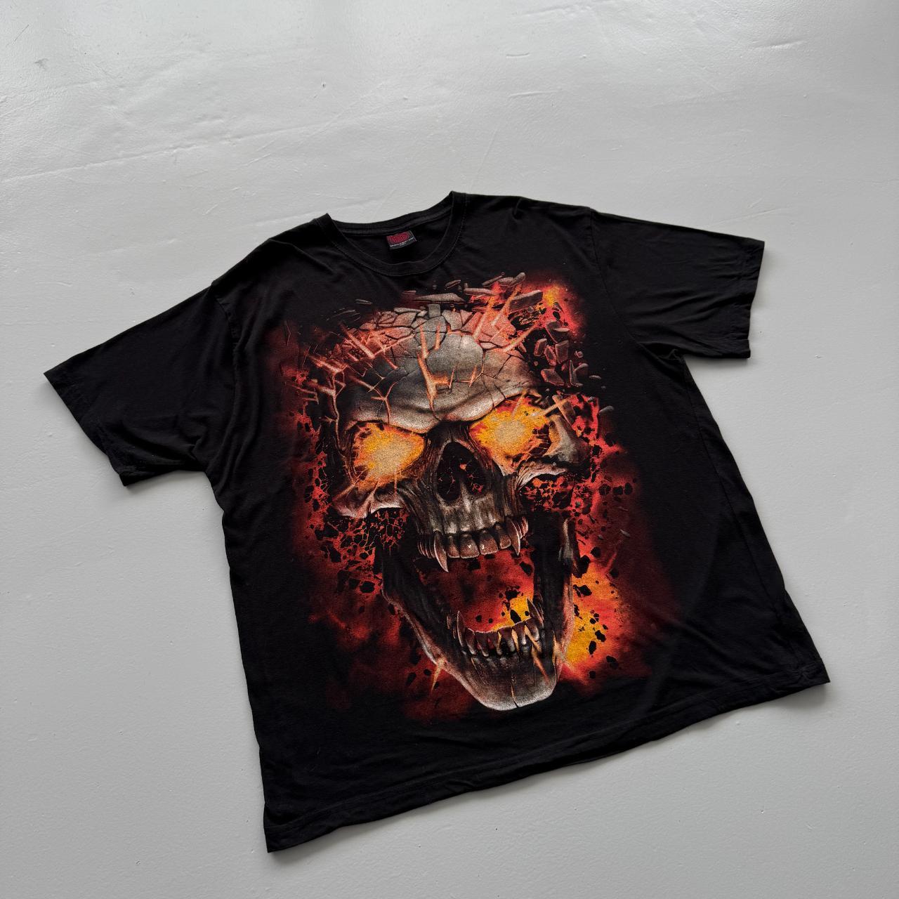 Black Gothic Skull Y2K 00s Vintage T-shirt - 2XL