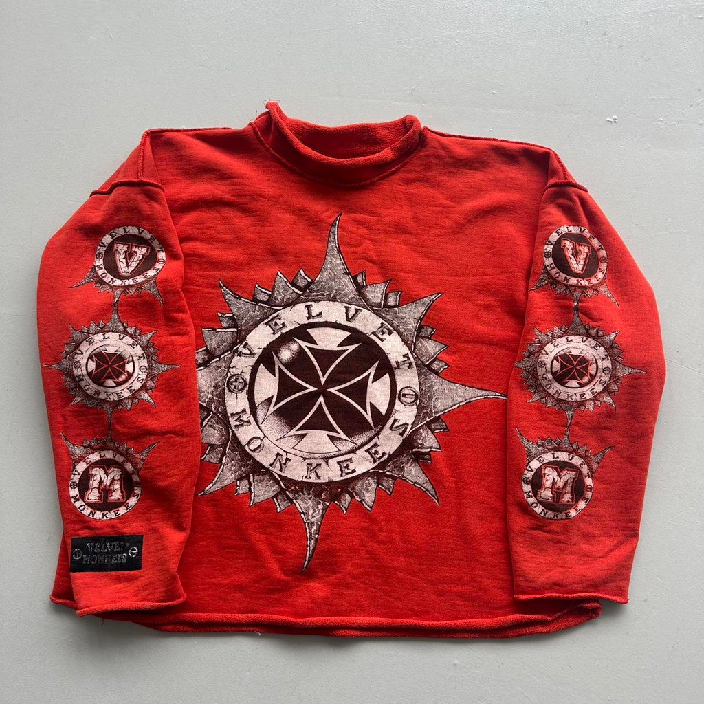 Red Velvet Monkees 90s Vintage Graphic Sweatershirt - Boxy Cropped XL