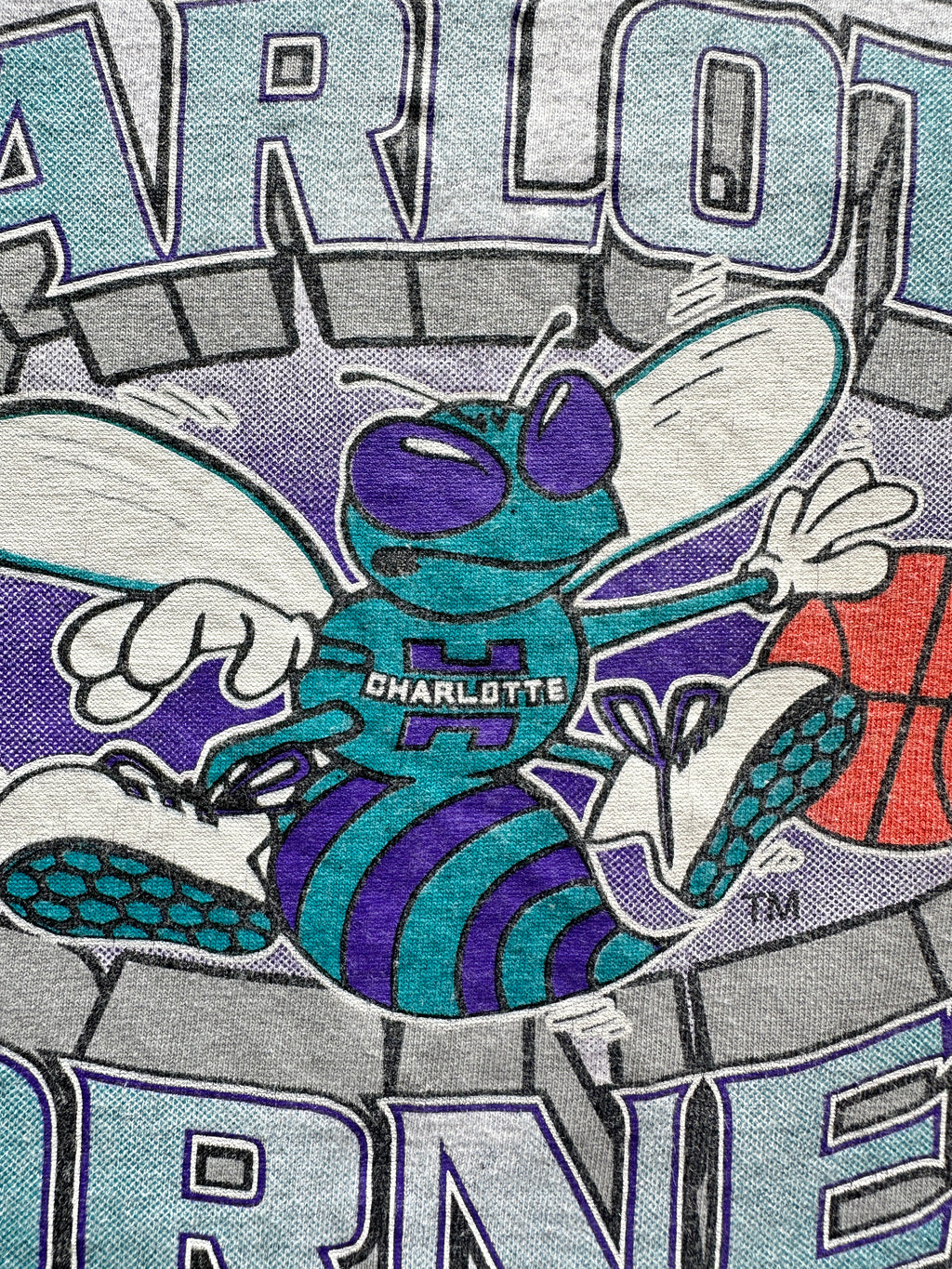Trench Charlotte Hornets NBA 90s Vintage Single Stitch T-Shirt - Small