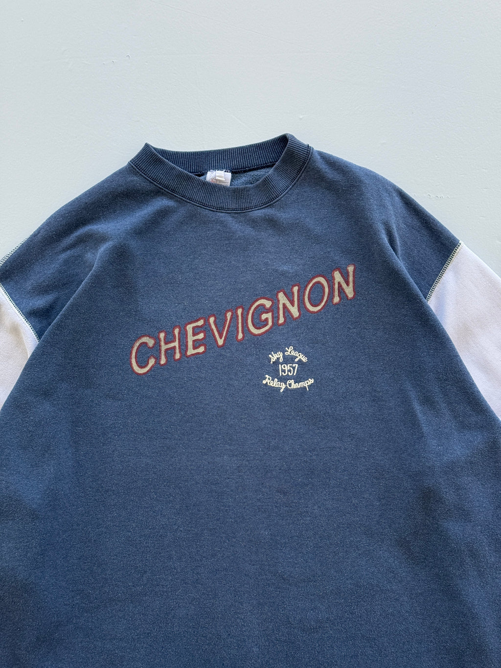 Navy Blue Chevignon 90's Vintage Graphic Crewneck Sweatshirt - XL