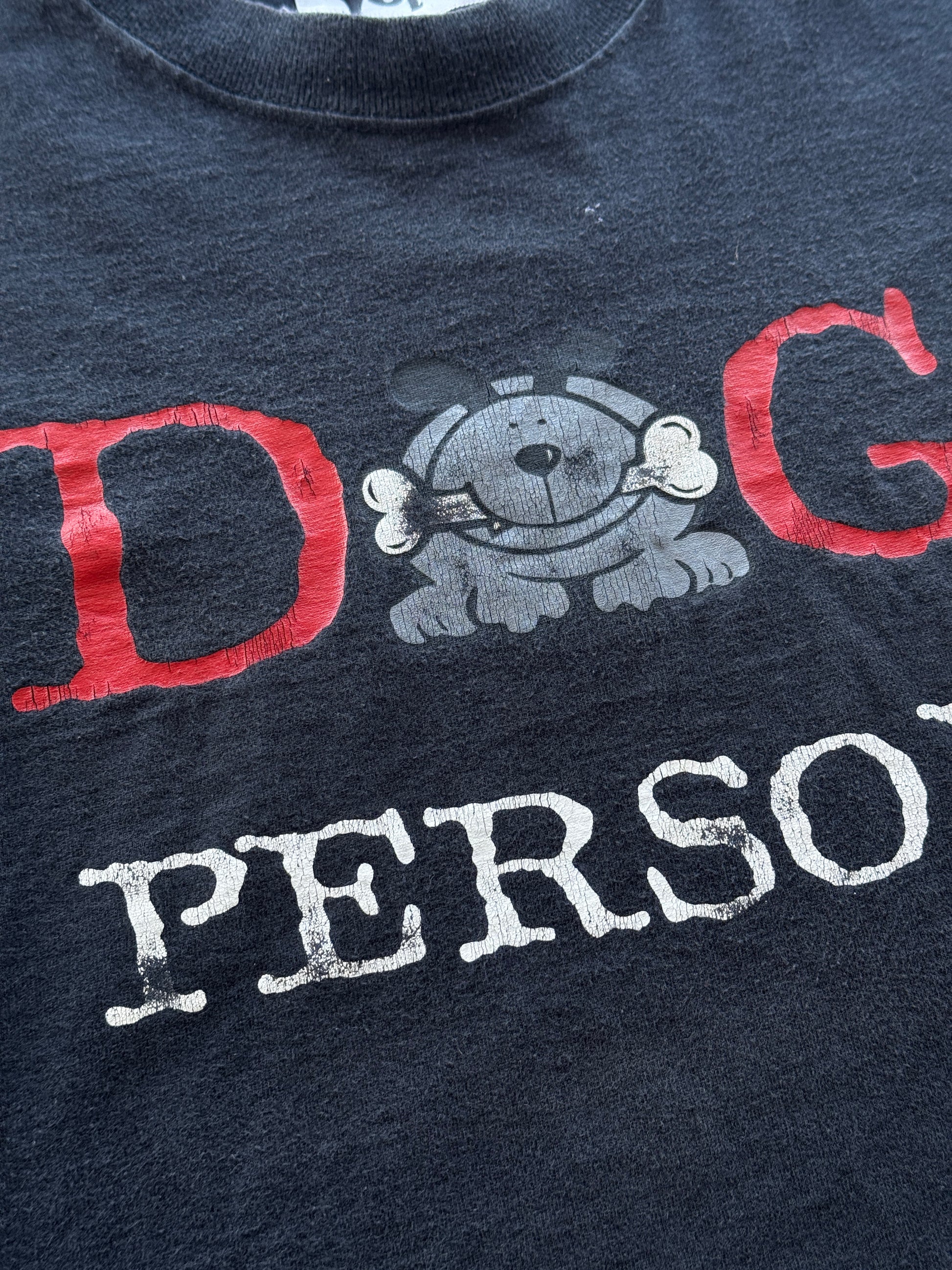 Black Dog Person 90's Vintage Graphic T-Shirt - Large