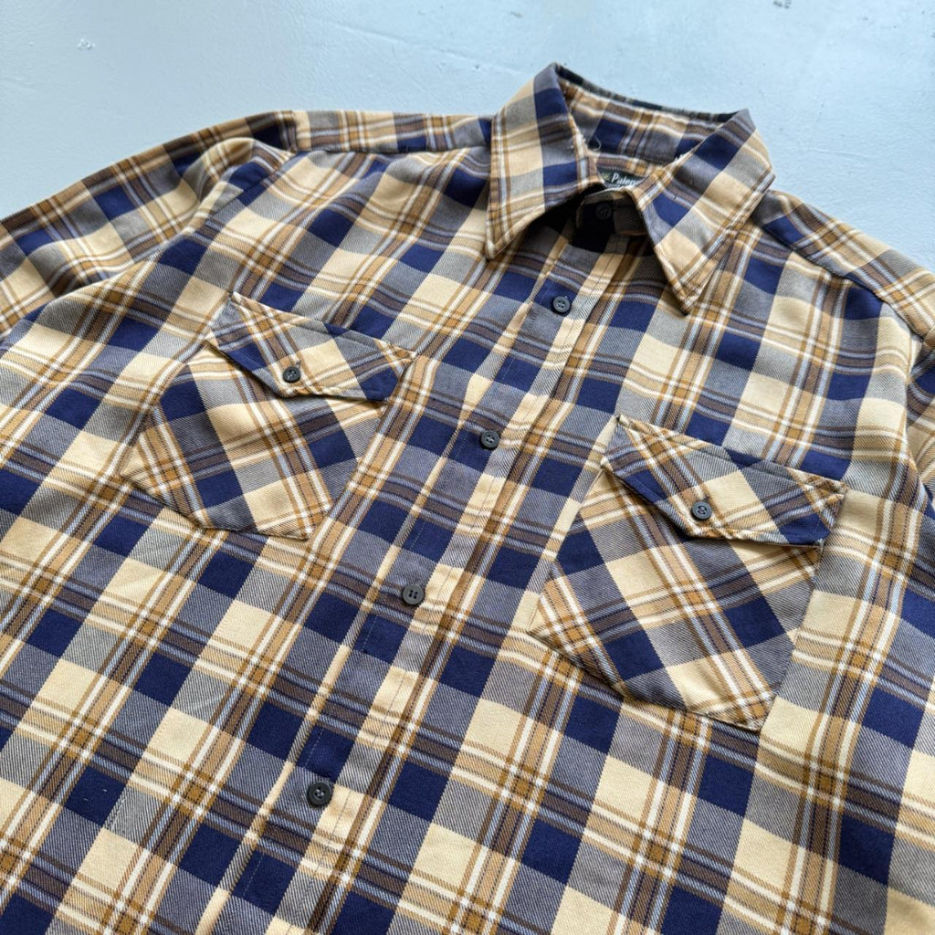 Blue Yellow Palermo 90’s Vintage Flannel Long Sleeve Shirt - Large