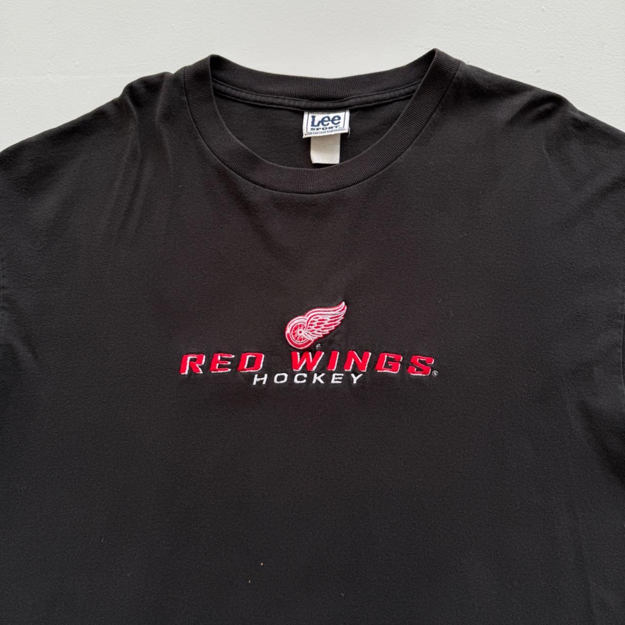 Black Red Wings Hockey 00s Vintage Graphic T-Shirt - XL
