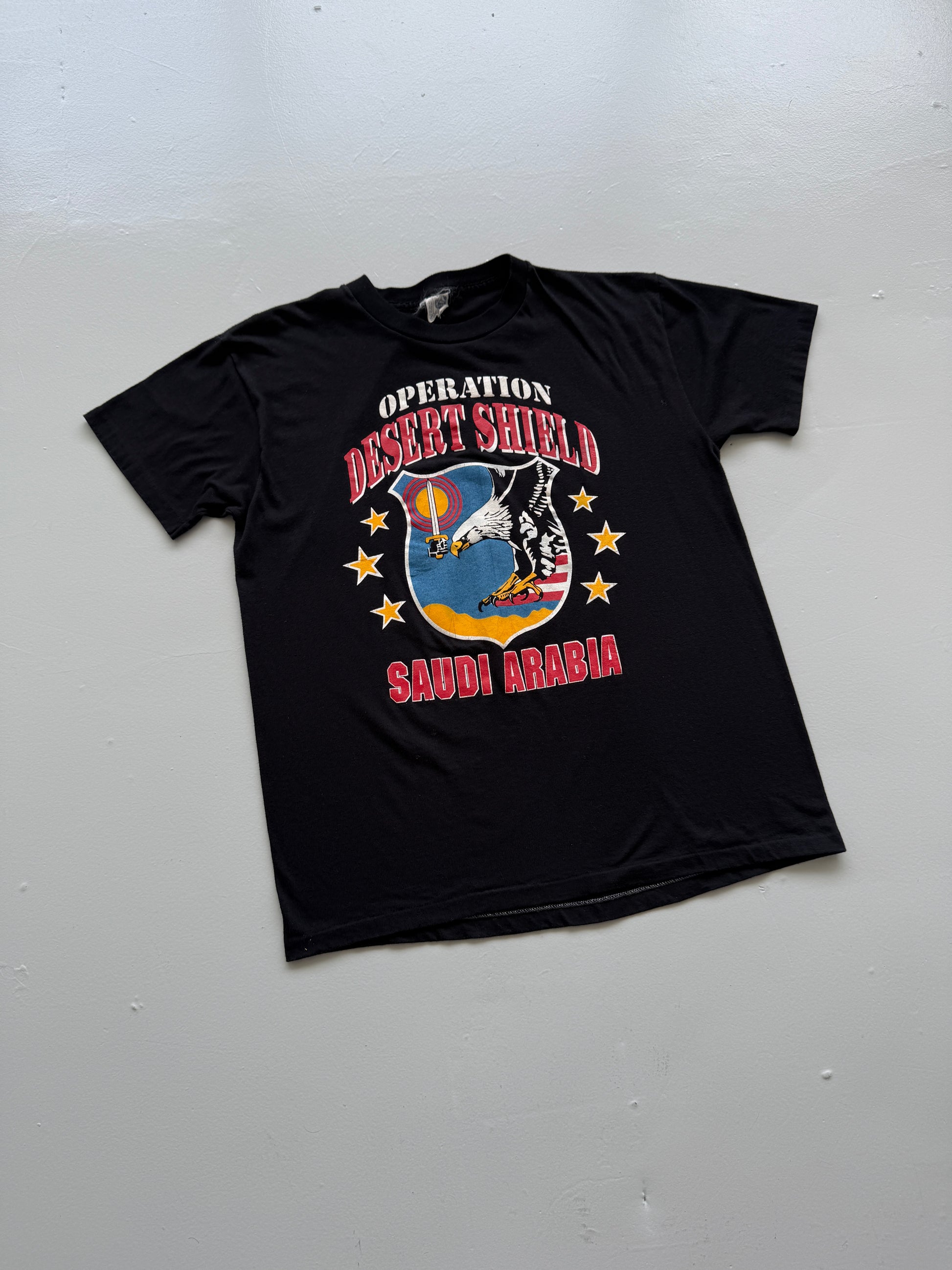 Black Operation Desert Shield 90's Vintage Single Stitch Graphic T-Shirt - Small
