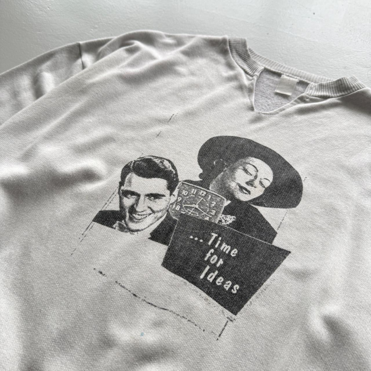 White Hollywood Classic Movie 80’s Vintage Graphic Sweatshirt - Small Oversized