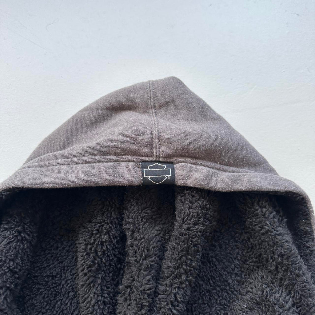 Grey Harley Y2K Vintage Hoodie - Large 10/12