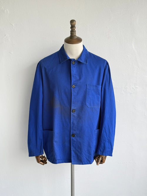 Blue French Vintage Workwear Chore Jacket CH437 - Large