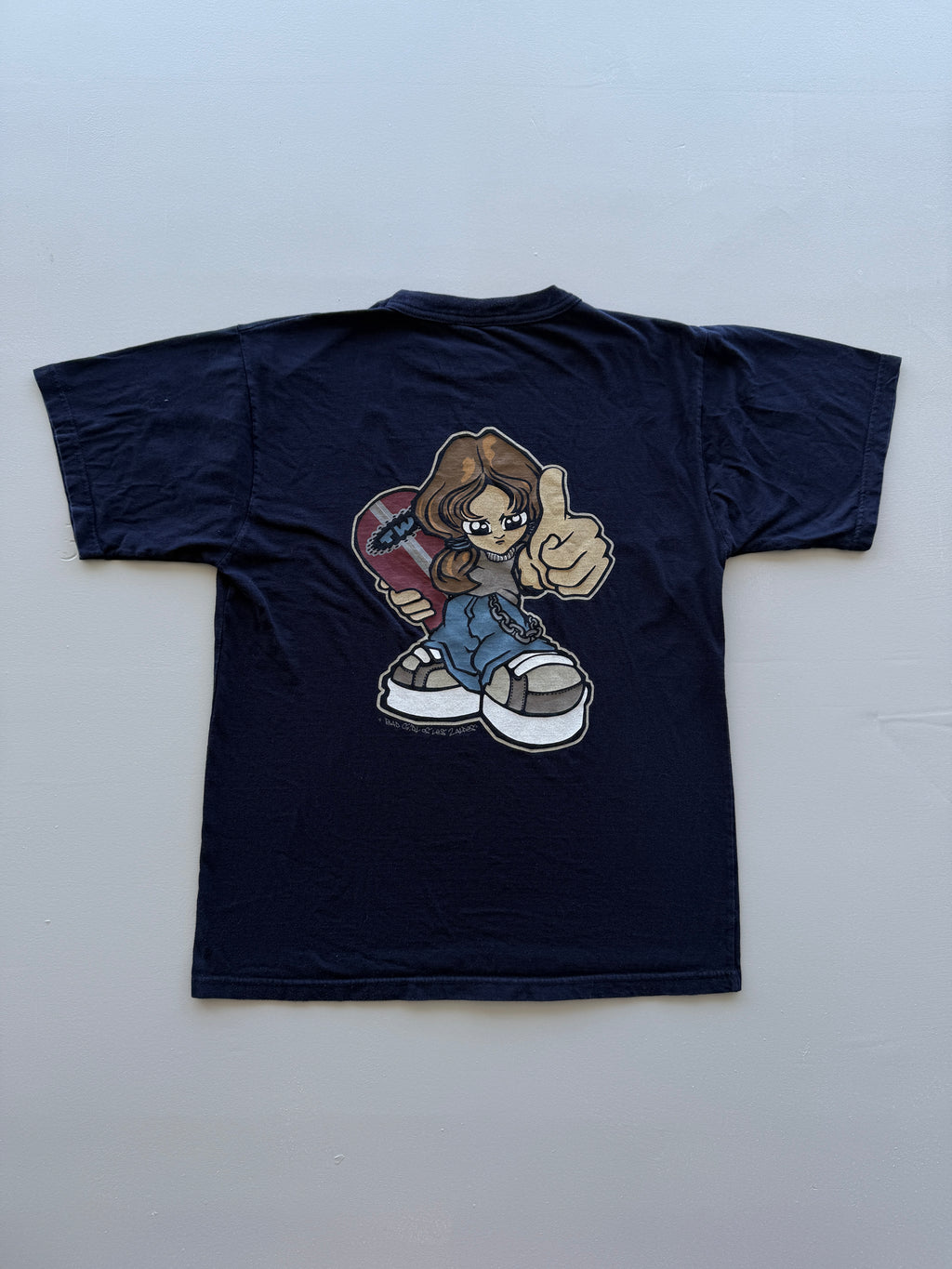 Navy Spirit Y2K Vintage Skate Graphic T-Shirt - Small