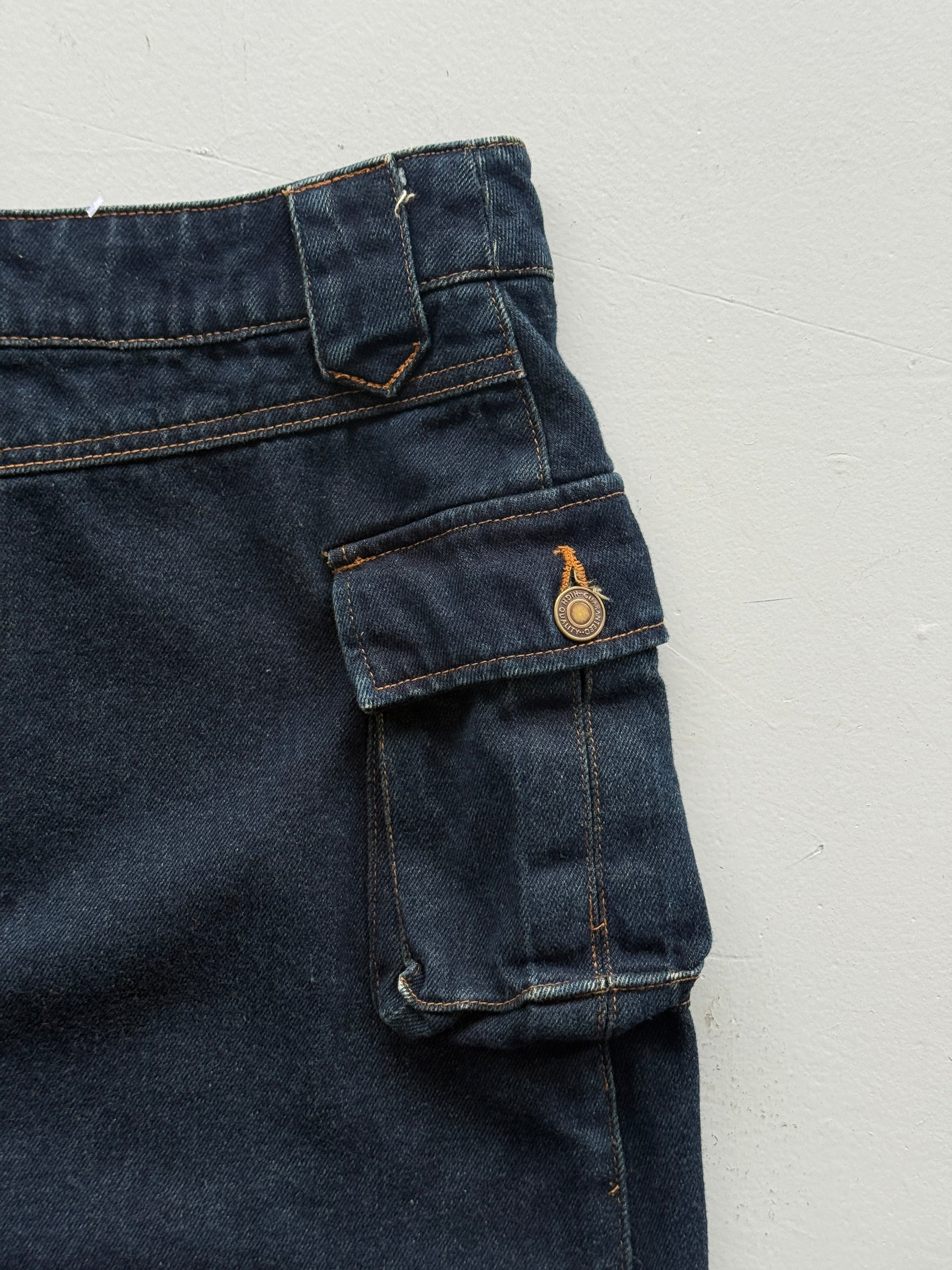 Dark Blue 00's Vintage Y2K Denim Mini Skirt - Size 8