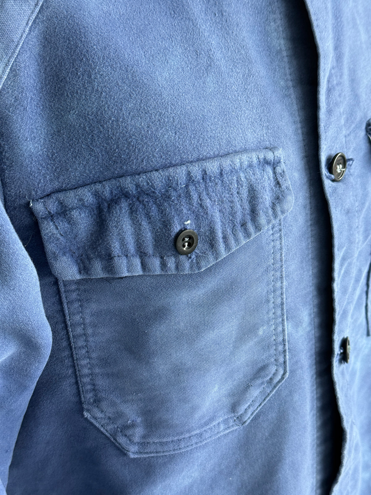 Blue French Moleskin 1950s Vintage Workwear Chore Jacket CH490 - Medium