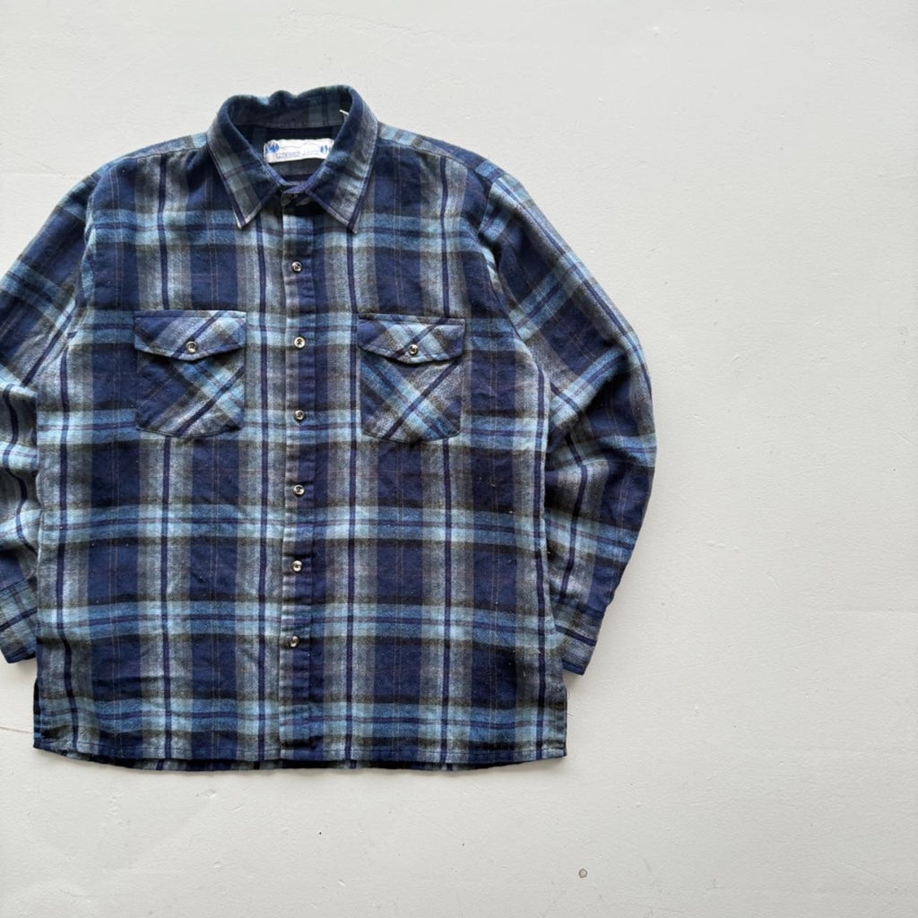Blue Lumber Jack 80’s Vintage Flannel Long Sleeve Shirt - Medium