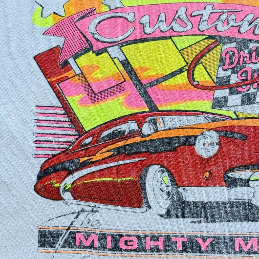 White Custom Cars Hot Rods Thrashed Vintage 90s T-shirt - XL
