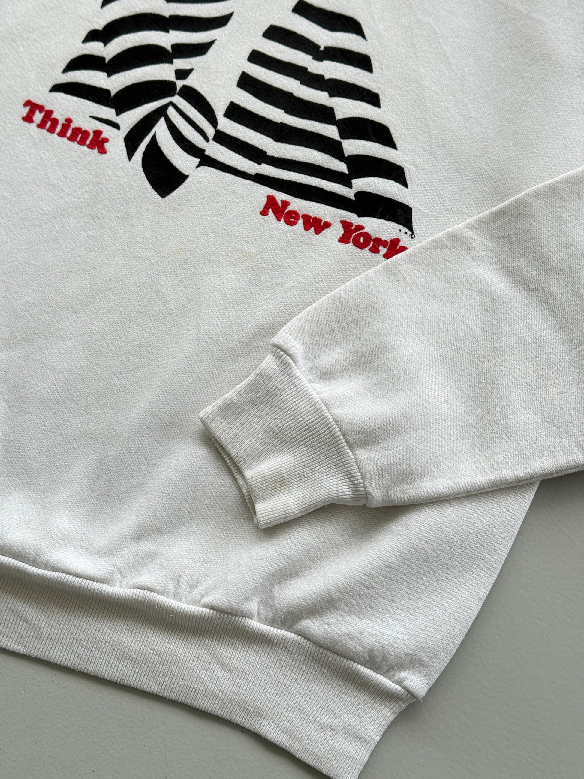 White New York 80's Vintage Graphic Tourist Sweatshirt Jumper - Medium
