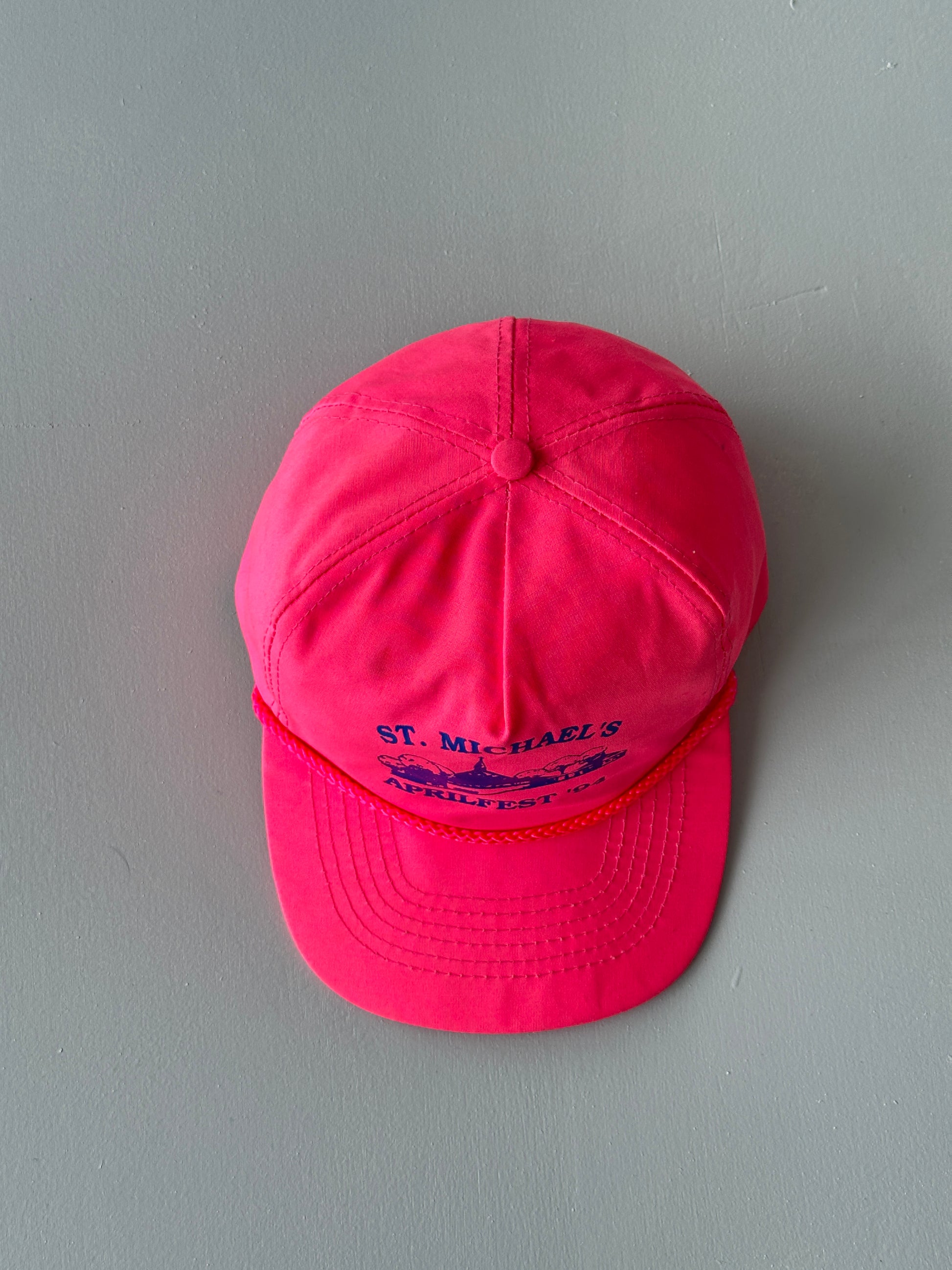 Neon Pink St. Michael's Aprilfest '94 Vintage SnapBack Trucker Cap