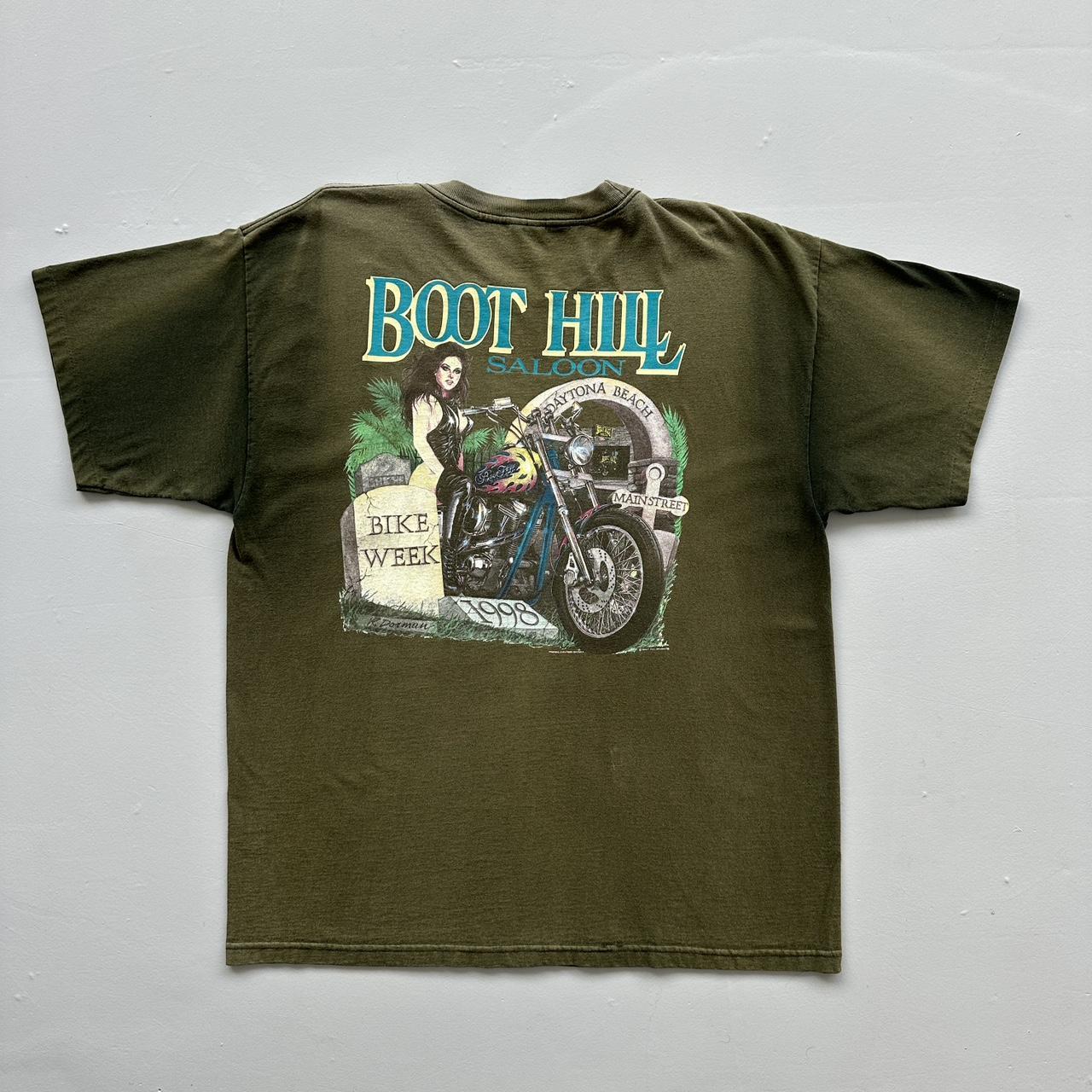 Green Faded Boots Hill Saloon Biker Vintage 90's Graphic T-shirt - XL