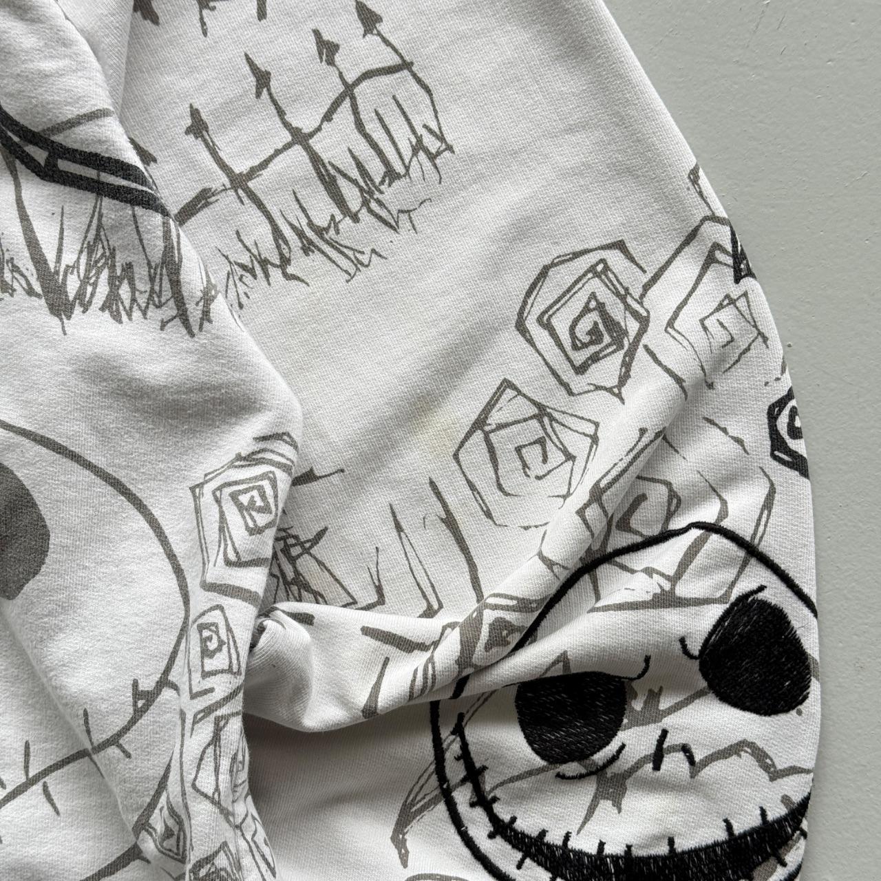 White Nightmare before Christmas 00s Graphic Full-Zip Hoodie - Large