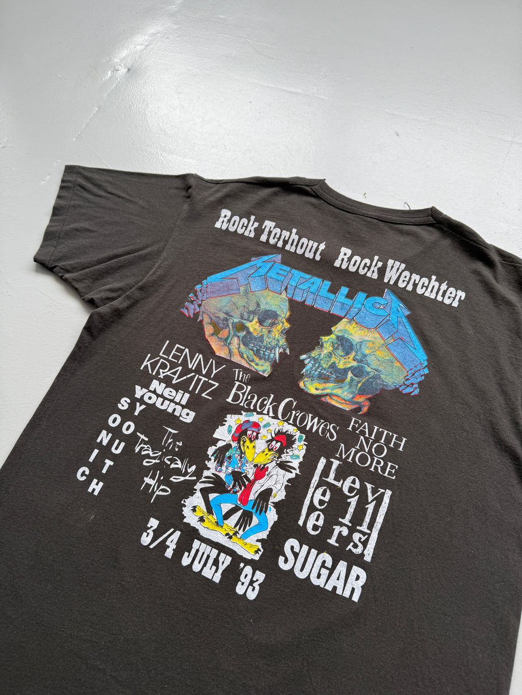 Faded Black German Rock 90's Vintage Metallica Sonic Youth T-Shirt - Medium