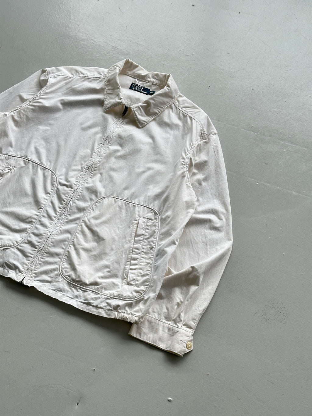 White Polo Ralph Lauren 90's Cotton Harrington Bomber Jacket - 2XL