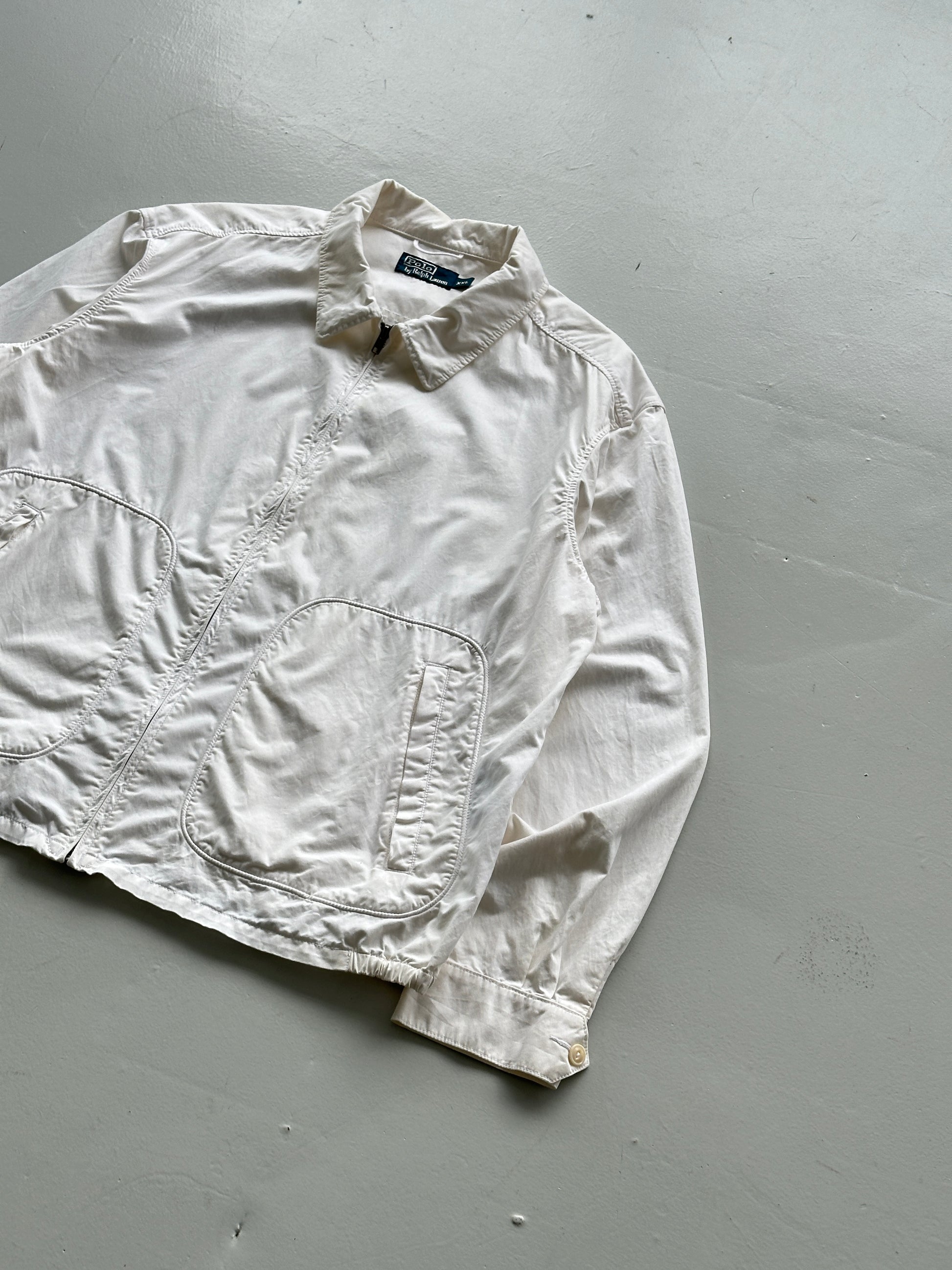 White Polo Ralph Lauren 90's Cotton Harrington Bomber Jacket - 2XL