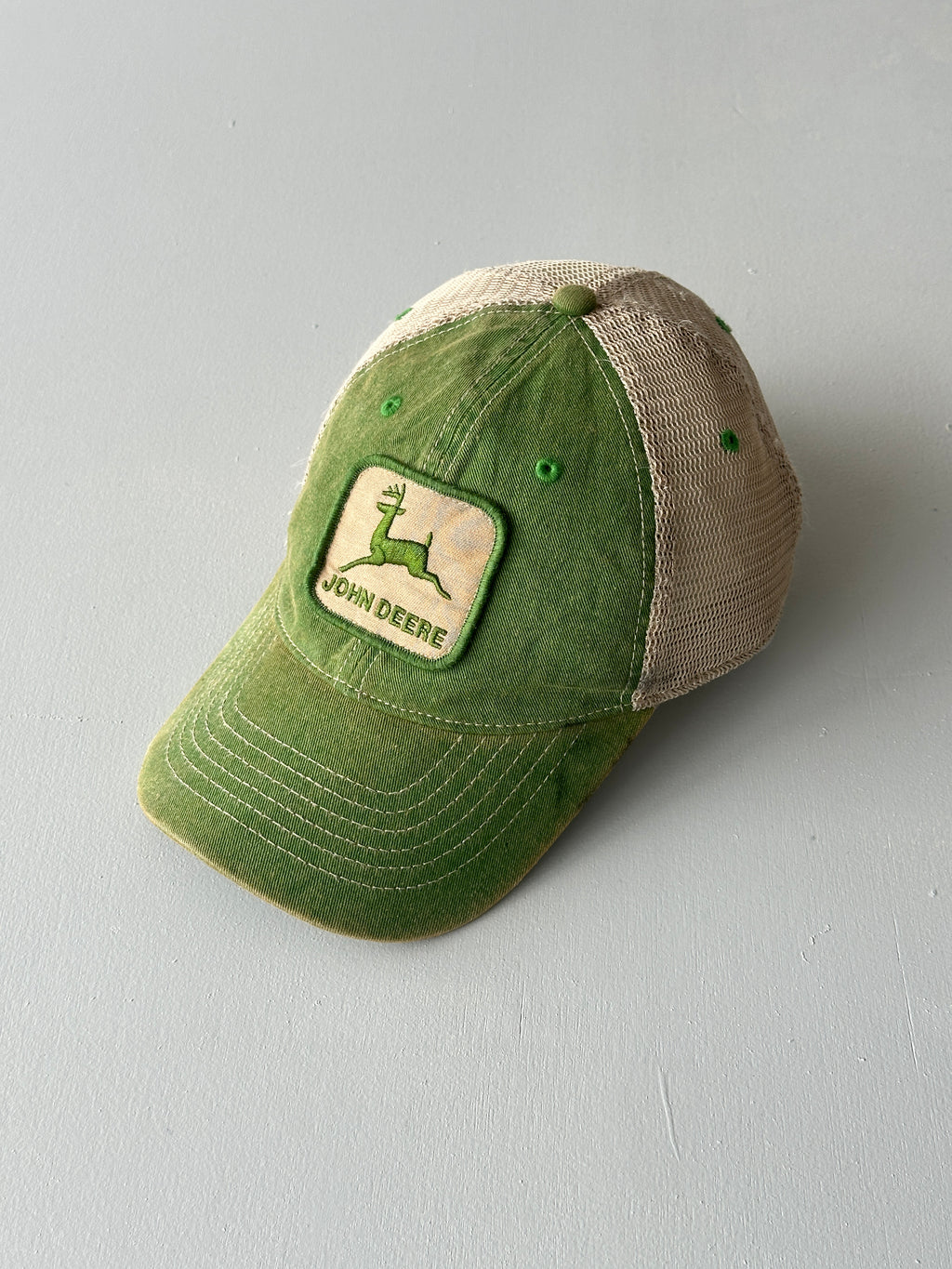Green / Beige John Deere Vintage Foam and Mesh SnapBack Trucker Cap