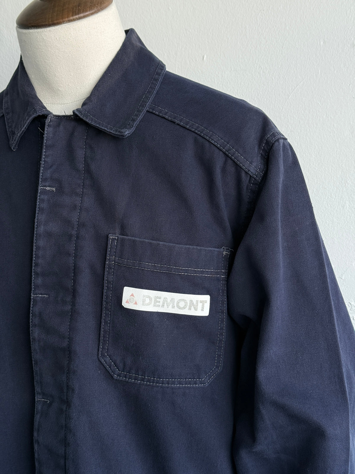 Black / Dark Navy Moleskin Cotton 90's Vintage Workwear Chore Jacket CH471 - XL