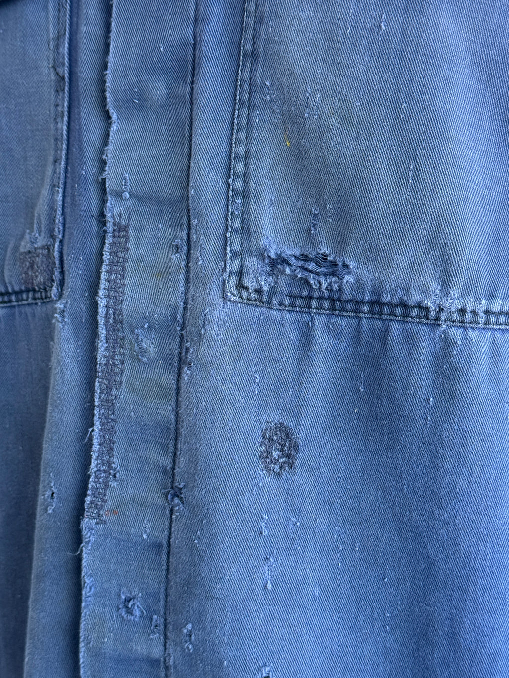 Thrashed Blue French 1970s Vintage Workwear Chore Jacket CH456 - Small