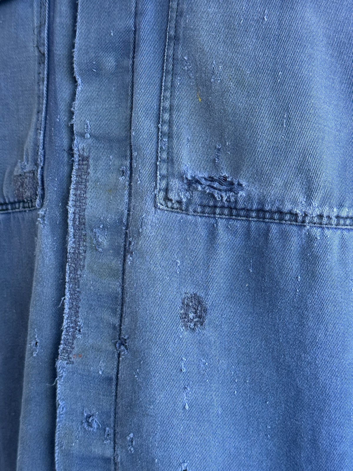 Thrashed Blue French 1970s Vintage Workwear Chore Jacket CH456 - Small