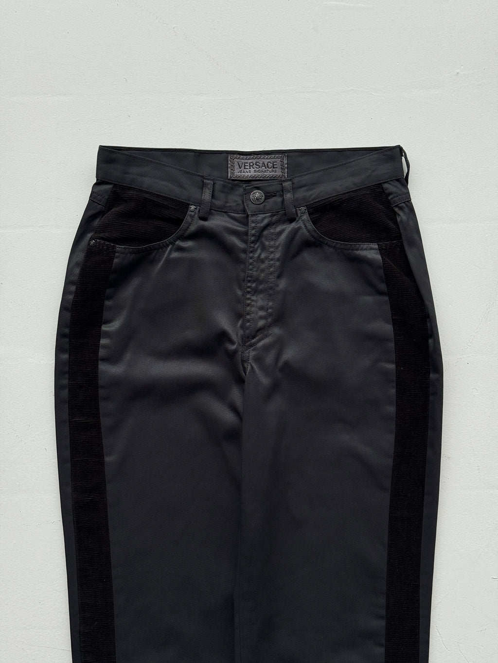 Black Versace Y2K Vintage Low Rise Trousers - W29 x L29