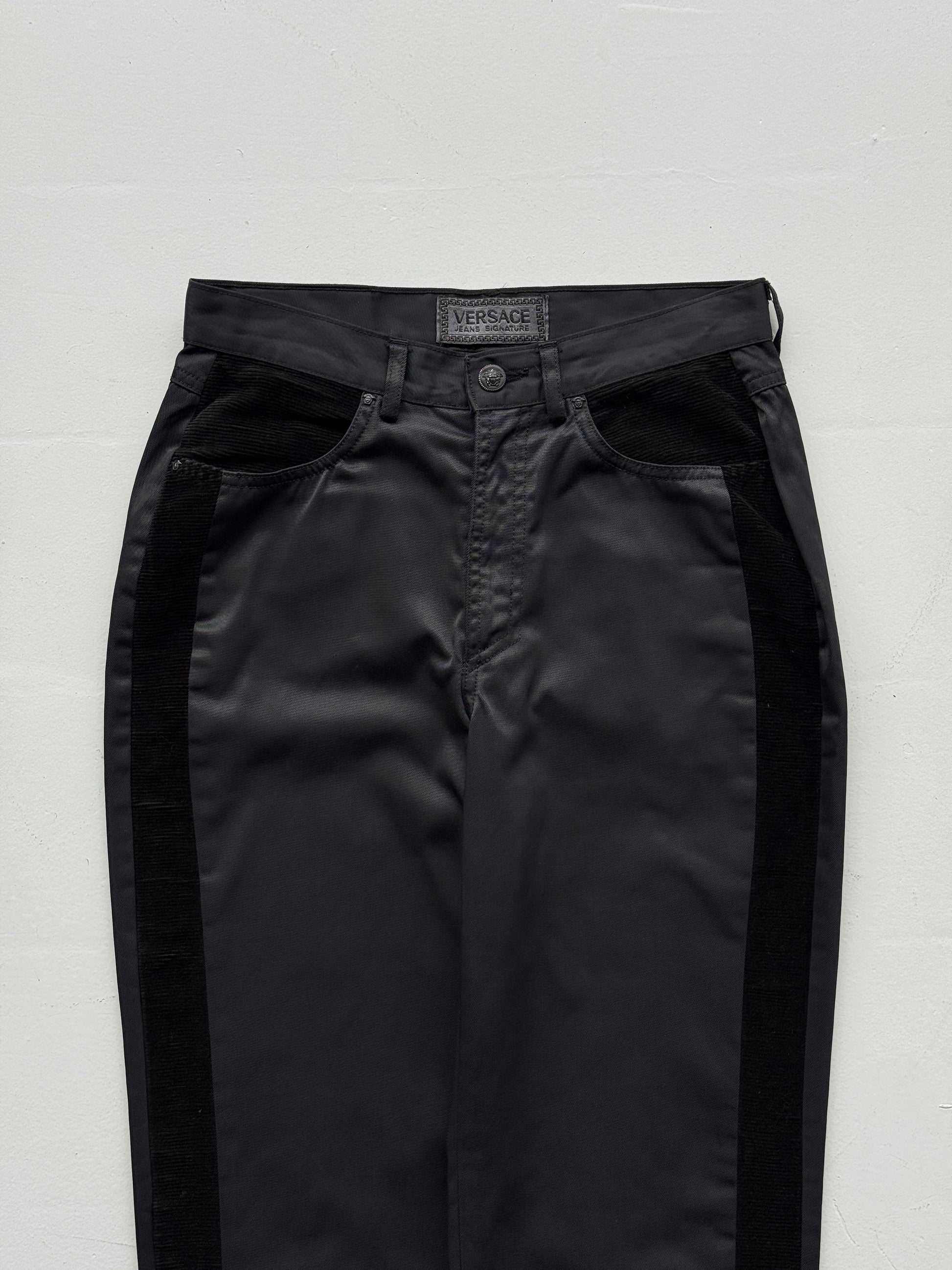 Black Versace Y2K Vintage Low Rise Trousers - W29 x L29