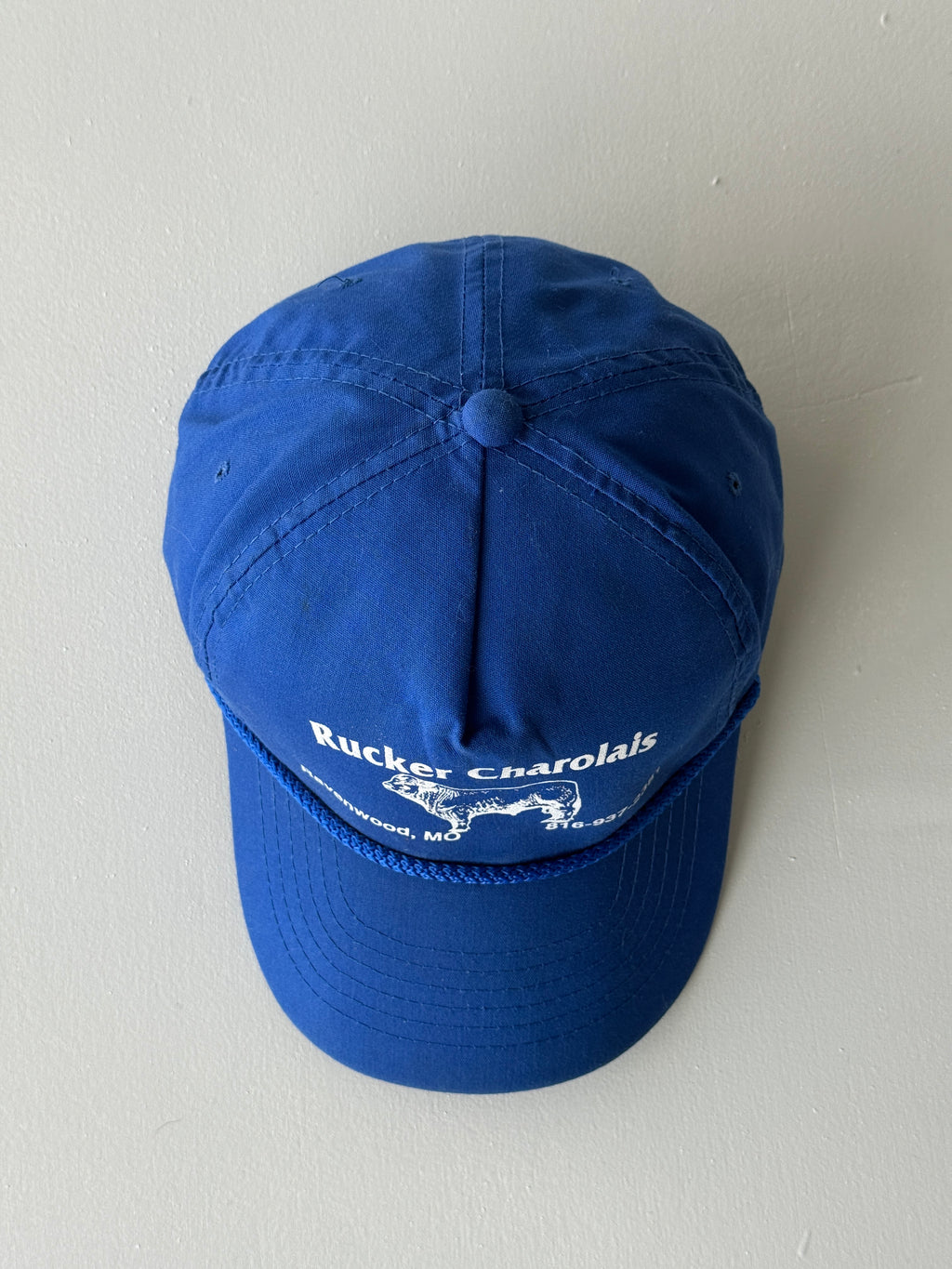 Blue Rucker Charolais Cattle 90's Vintage SnapBack Trucker Cap