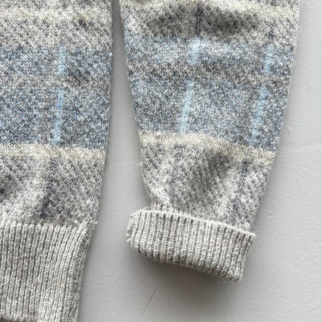 Grey / Blue 90's Vintage Woollen Jumper - Medium