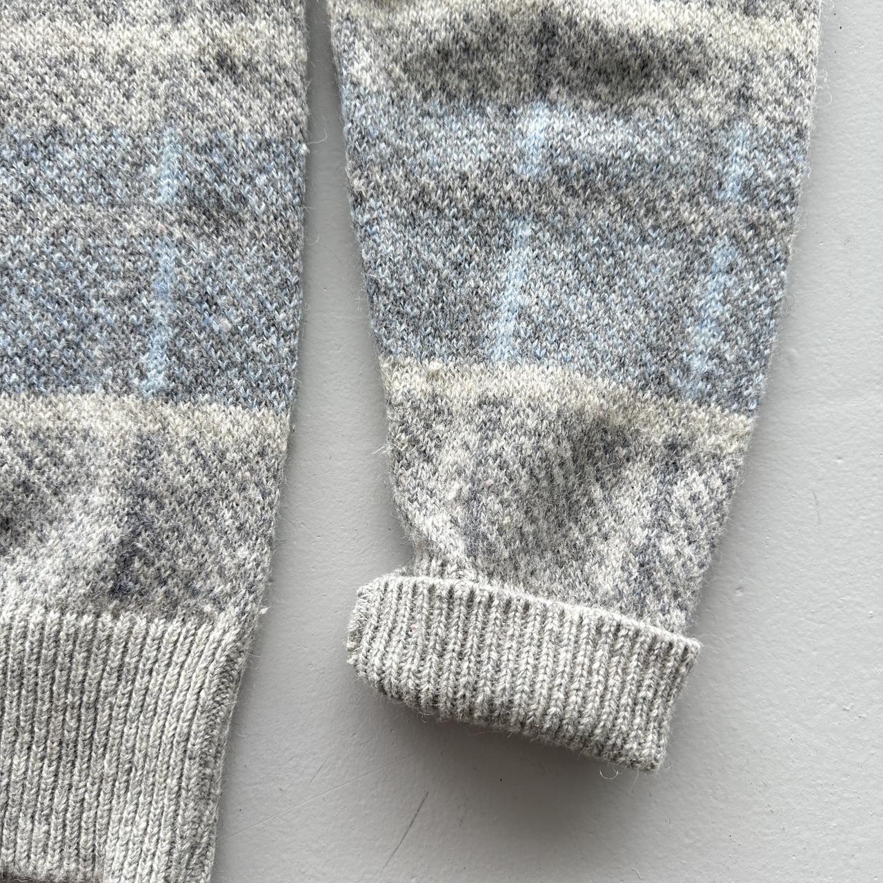 Grey / Blue 90's Vintage Woollen Jumper - Medium