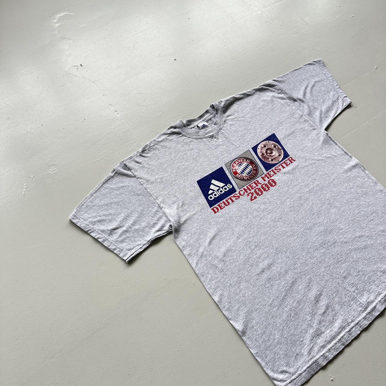 Grey Adidas Bayern Munchen Football 00s Vintage Graphic T-Shirt - XL