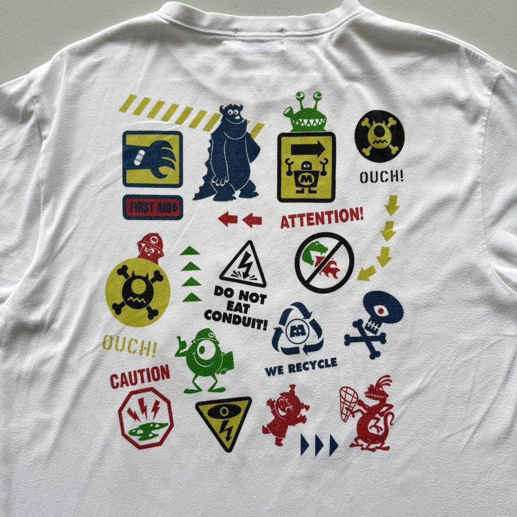 White Disneyland Tokyo Monsters Inc 00s Y2K Vintage Graphic T-Shirt - Large